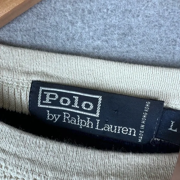 Vintage Polo Ralph Lauren Cream Navy Striped Longsleeve Size L